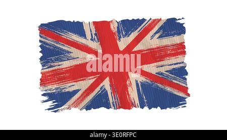 Vector vintage British flag. Drawing old flag of UK in grunge style. Stock Vector