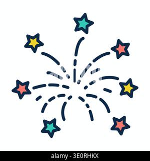 Fireworks Explosion and Report Icon - Stars Stock Vector