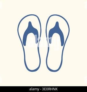 Flat illustration of flip flops sandals icon. Simple summer footwear symbol isolated on light background for beach vacation design, travel logo or Stock Vector