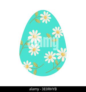 Daisy Floral Decorative Easter Egg Stock Vector