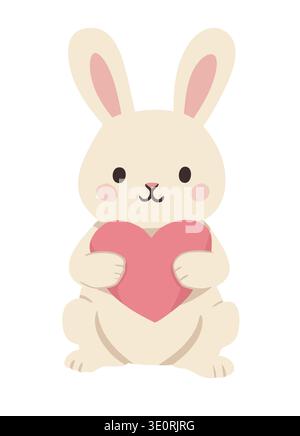 Cute bunny holding a heart Stock Vector