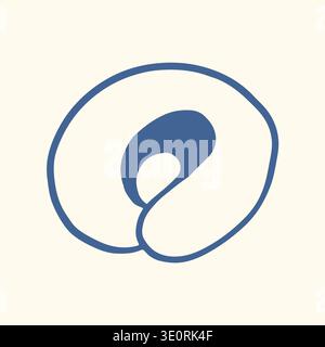 Travel pillow icon in line art style. Simple neck cushion illustration for airplane travel, tourism, comfort, sleep accessories and luggage design. Stock Vector