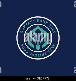 Geometric Plant Foliage Badge Label Emblem With Organic Leaflet Silhouette Stock Vector