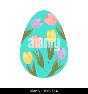 Pastel Tulip Floral Easter Egg Stock Vector