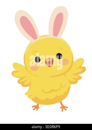Cute Easter chick with bunny ears Stock Vector