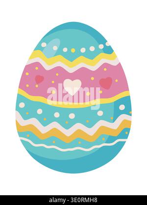 Blue Easter egg with cute decorative patterns Stock Vector