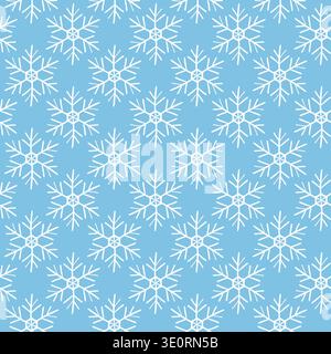 Winter seamless pattern with white snowflakes on blue background. Vector illustration for fabric, textile wallpaper, posters, gift wrapping paper Stock Vector