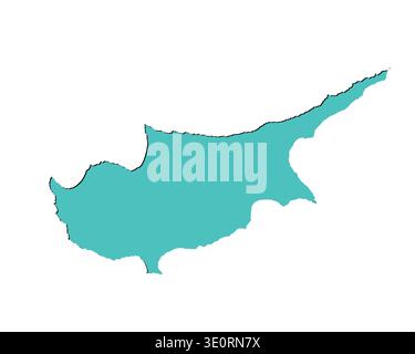 Map of Cyprus, sign silhouette. World Map Globe. Vector Illustration isolated on white background. Europe continent Stock Vector