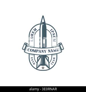 Vintage Spacecraft Rocketship Badge Label Emblem With Missile Projectile Ship Stock Vector