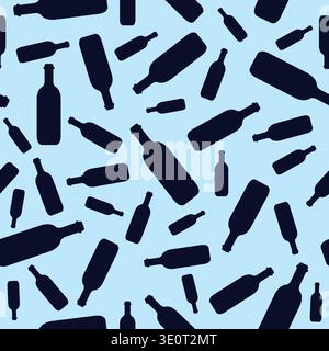 Glass bottle of milk on a seamless pattern. bottle drink background Stock Vector