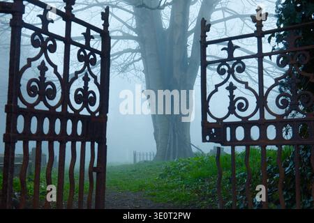 Rusty cemetery gate in Southwick, West Sussex, England. Stock Photo