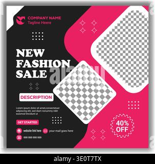 New fashion sale social media post promotion template with template marketing promotion clothing Stock Vector