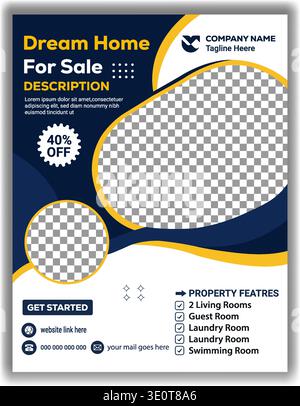 Real estate property for sale flyer social media post template with template property marketing Stock Vector