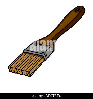 Brown handled paint brush vector illustration, isolated on white background Stock Vector