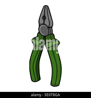 Green Pliers vector illustration, isolated on white background Stock Vector