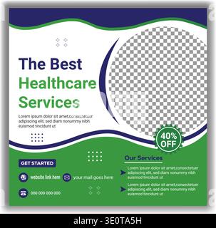 Medical healthcare social media post banner design template with geometric shapes Stock Vector
