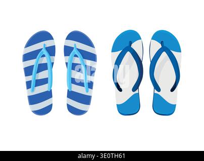 Flip flops. Flat vector clipart, illustration with isolated background. Stock Vector