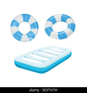 Inflatable floating swimming ring. Flat vector clipart, illustration with isolated background. Stock Vector