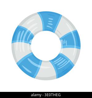 Inflatable floating swimming ring. Flat vector clipart, illustration with isolated background. Stock Vector