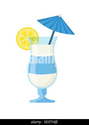 Summer cocktail. Flat vector clipart, illustration with isolated background. Stock Vector