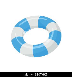 Inflatable floating swimming ring. Flat vector clipart, illustration with isolated background. Stock Vector