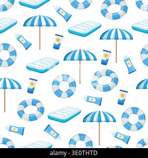 Inflatable floating ring seamless pattern. Flat vector clipart, illustration with isolated background. Stock Vector