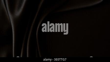 Beautiful elegant black silk fabric background with draperies Stock Photo