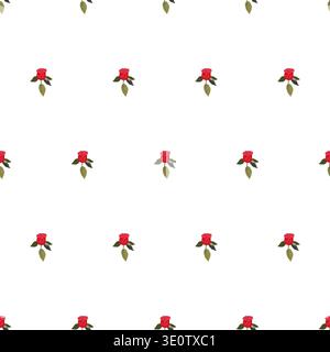 A composition of bright red roses. Seamless pattern. Vector illustration. Stock Vector