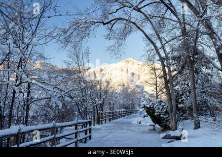Clear Creek Trail in winter. Golden, Colorado, USA Stock Photo
