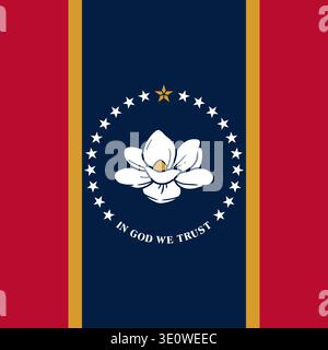 Mississippi state square flag. Part of The United States of America. Clean design for print, web, or educational use. Vector illustration. Stock Vector