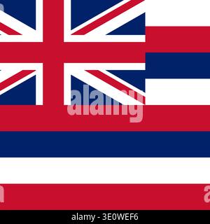 Hawaii state square flag. Part of The United States of America. Clean design for print, web, or educational use. Vector illustration. Stock Vector