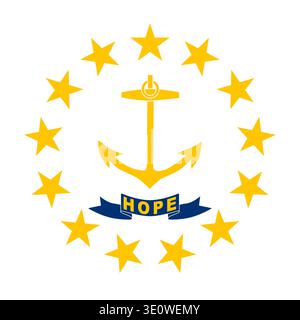 Rhode Island state square flag. Part of The United States of America. Clean design for print, web, or educational use. Vector illustration. Stock Vector