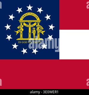 Georgia state square flag. Part of The United States of America. Clean design for print, web, or educational use. Vector illustration. Stock Vector