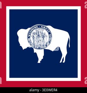 Wyoming state square flag. Part of The United States of America. Clean design for print, web, or educational use. Vector illustration. Stock Vector