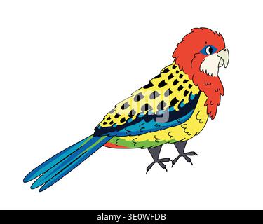 Colorful Australian rosella parrot cartoon isolated on white background. Vector illustration Stock Vector