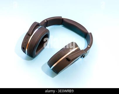 Wireless over-the-ear headphones isolated Stock Photo