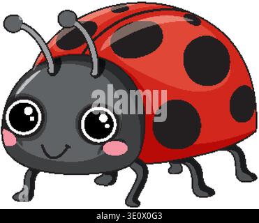 A friendly cartoon ladybug vector with large eyes and pink cheeks on white background Stock Vector