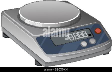 A precise digital laboratory scale vector illustration with a grey finish and electronic display screen Stock Vector