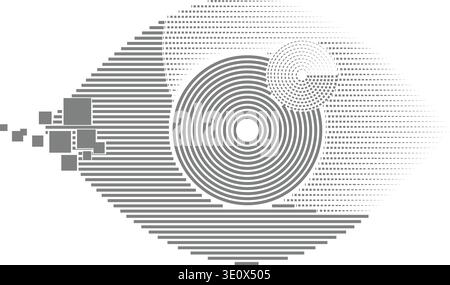 abstract line and dot technological eye, futuristic backdrop Stock Vector