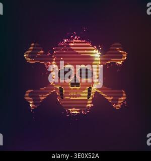 flaming skull with modern style, concept of computer virus or Helloween Stock Vector
