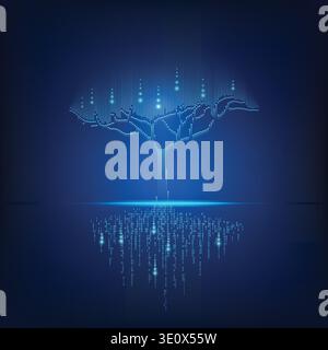 futuristic digital tree with binary root Stock Vector