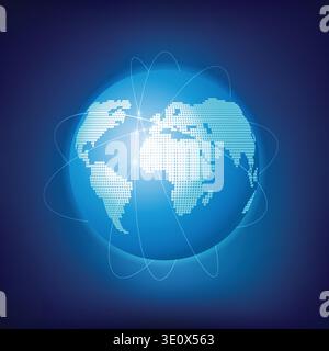 World map in digital technology style; concept of communication world Stock Vector