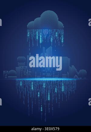 concept of cloud computing, cityscape in futuristic style Stock Vector
