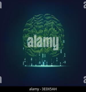 binary brain with sci-fi theme Stock Vector