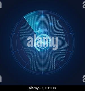 concept of mind control, radar screen searching for brain signal Stock Vector