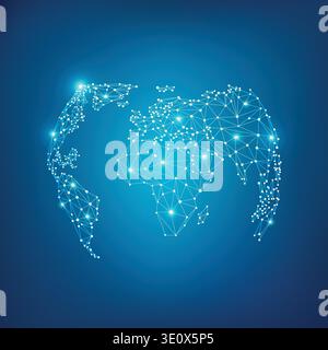 World map globe in wireframe style; polygon elements for info graphics Stock Vector