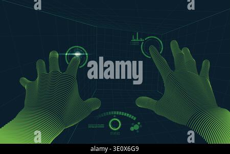 concept of virtual reality technology, point of view from vr glasses Stock Vector