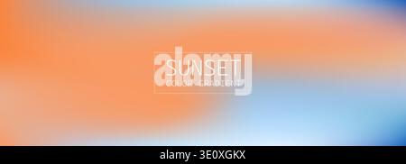 Beauty of a sunset gradation, warm orange melts to calm lavender color. Stock Vector