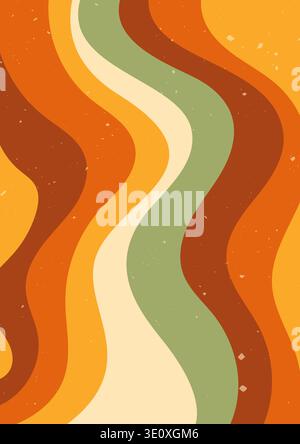 Wavy retro Zebra groovy poster. Stock Vector