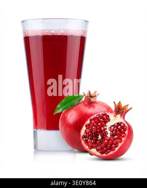 A Glass of Fresh Pomegranate Juice Isolated on White Background Stock Photo